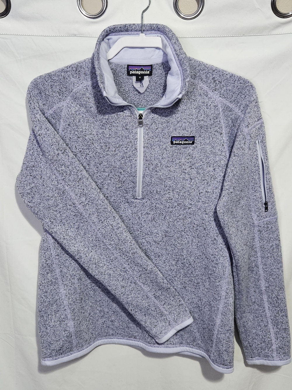 Patagonia Women's Heathered Light Gray Quarter-Zip Fleece Pullover Sz M Medium